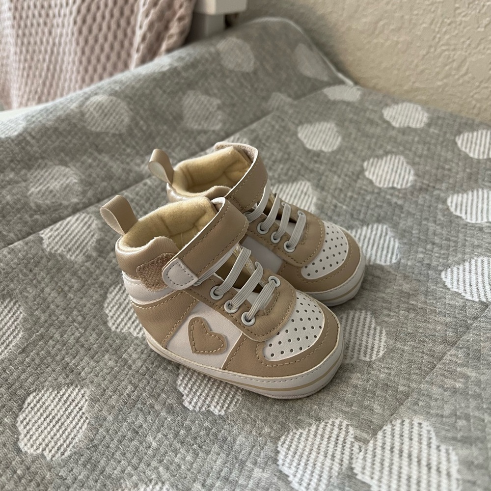 Tan and White Kids Shoes